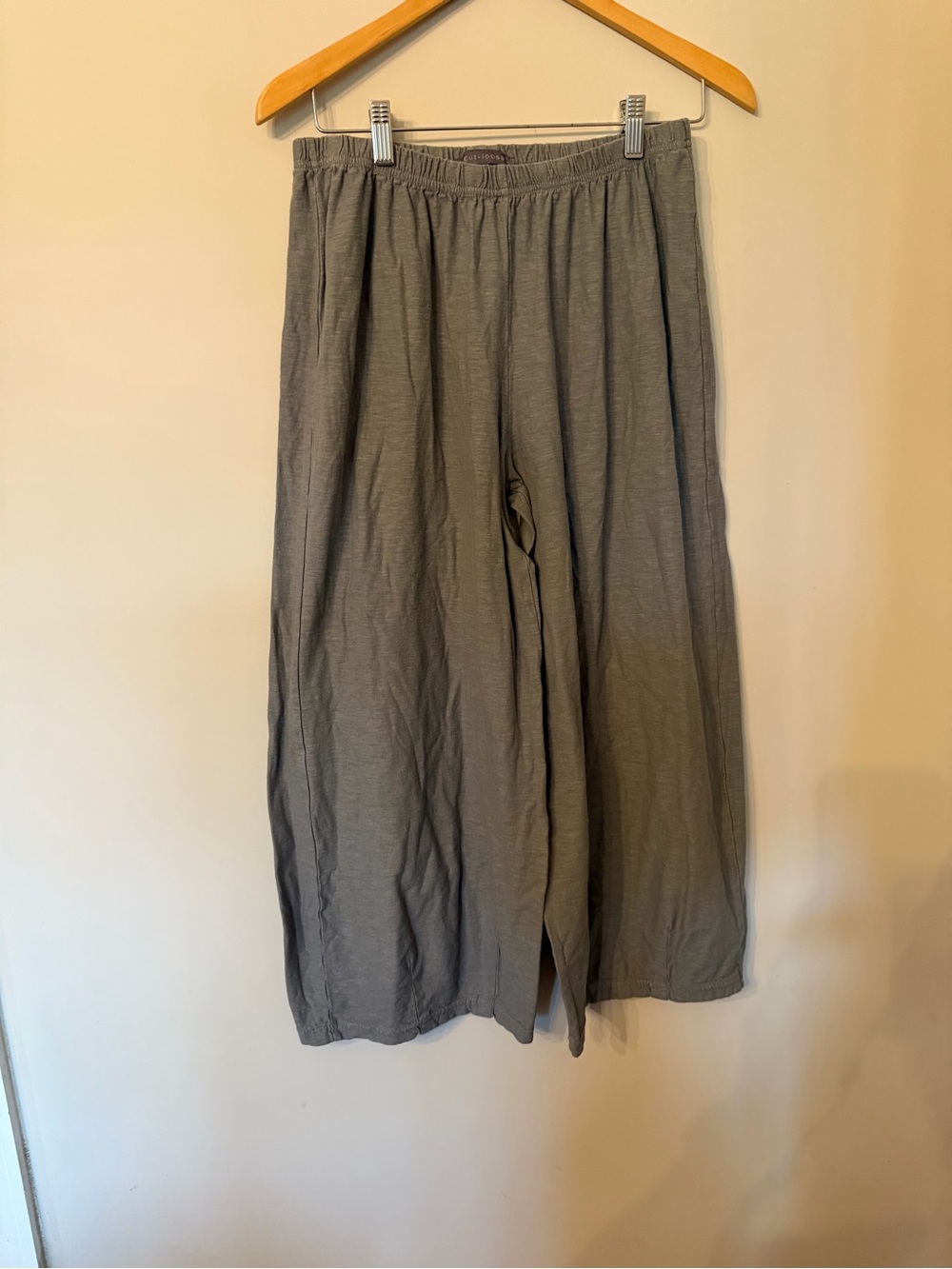 Cotton/Linen blend elastic waist wide leg lagenlook pants size medium